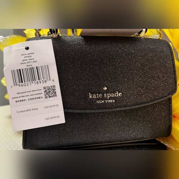 🏖️ NWT Kate Spade Micro Darcy Bag in Black Glitter - Picture 3 of 10